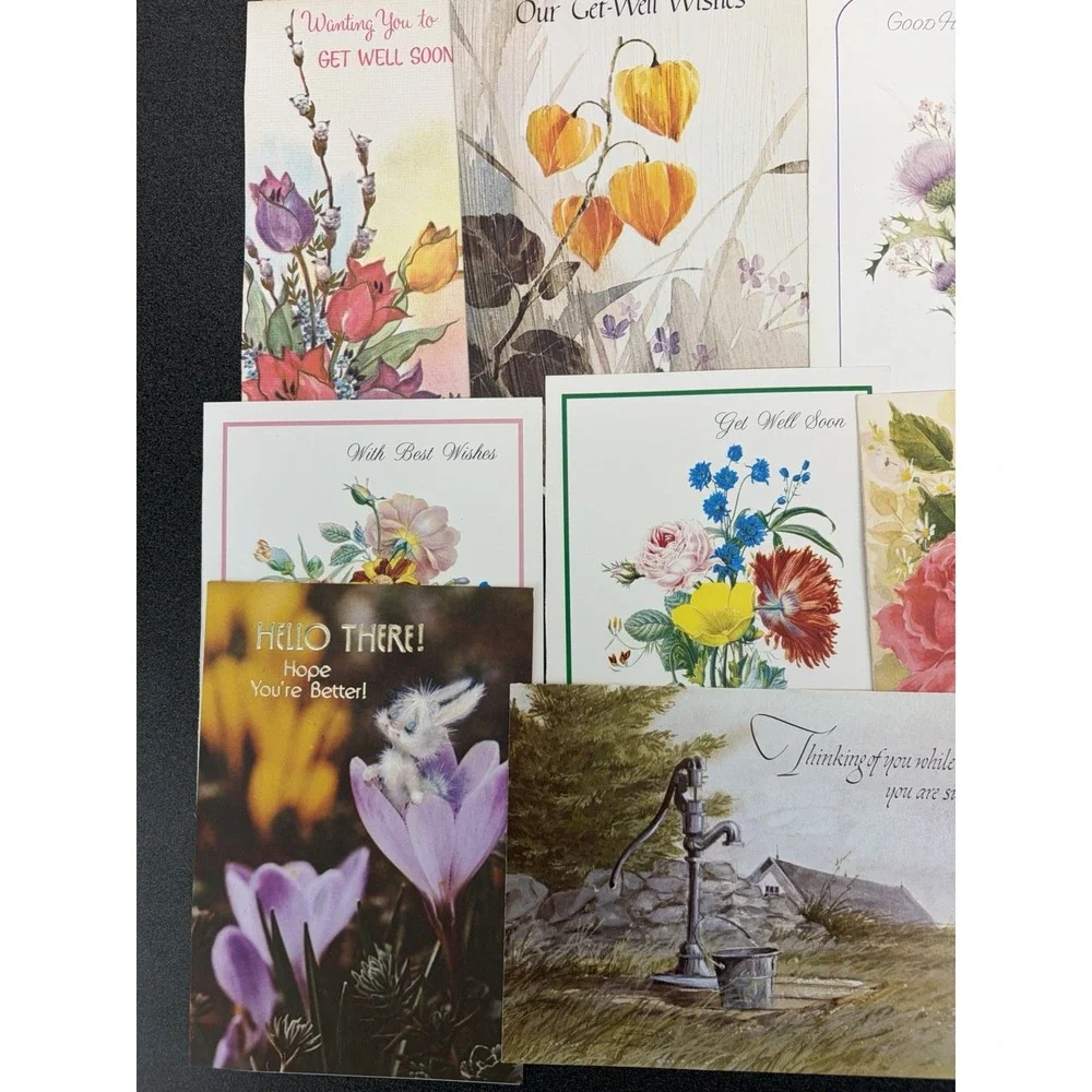 Vintage Get Well Cards Fronts ONLY Scrapbooking Crafts Decoupage Lot of 50+